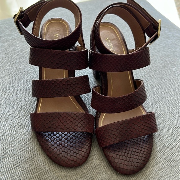 Vionic Shoes - Vionic - Burgandy Blaire Open Toed Strap Ankle Heel  8.5